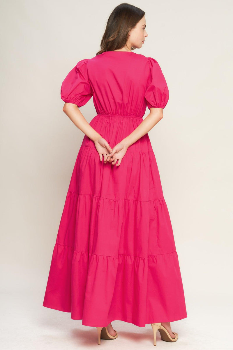 V-Neck High-Low Crepe Wedding Guest A-Line Dress Flying Tomato ID22573