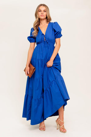 V-Neck High-Low Crepe Wedding Guest A-Line Dress Flying Tomato ID22573