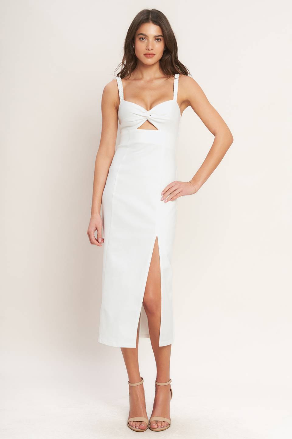 Cocktail Dresses Midi Fitted Cocktail Dress Flying Tomato ID22613 White Denim