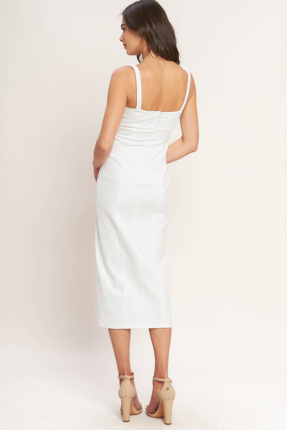 Cocktail Dresses Midi Fitted Cocktail Dress Flying Tomato ID22613 White Denim