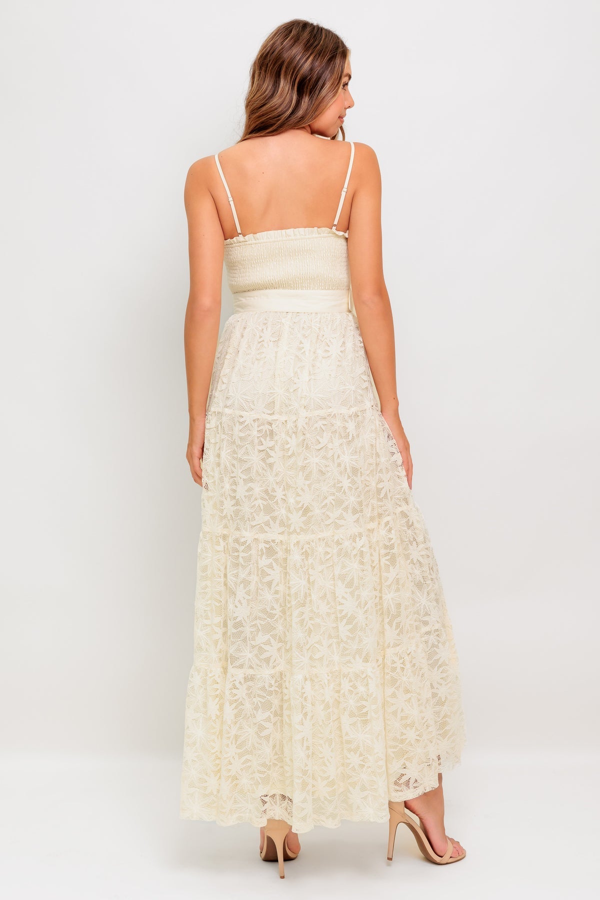 Prom Dresses A Line Long Lace Formal Ruffle Prom Dress Flying Tomato ID22616 Cream