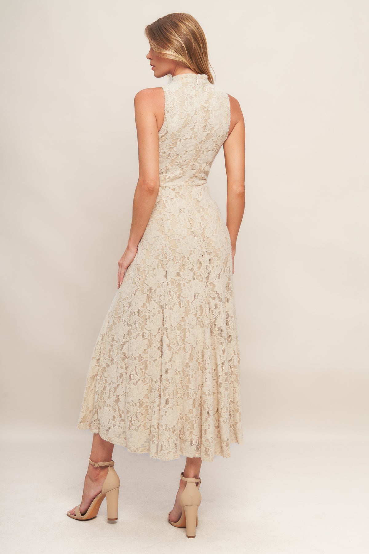 Cocktail Dresses Tea Length Floral Lace Cocktail Dress Flying Tomato ID22659 Beige