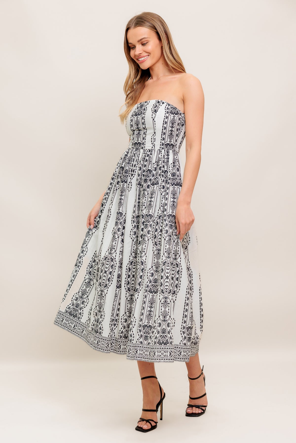 Cocktail Dresses Print Tea Length Short A Line Cocktail Dress Flying Tomato ID22726 White