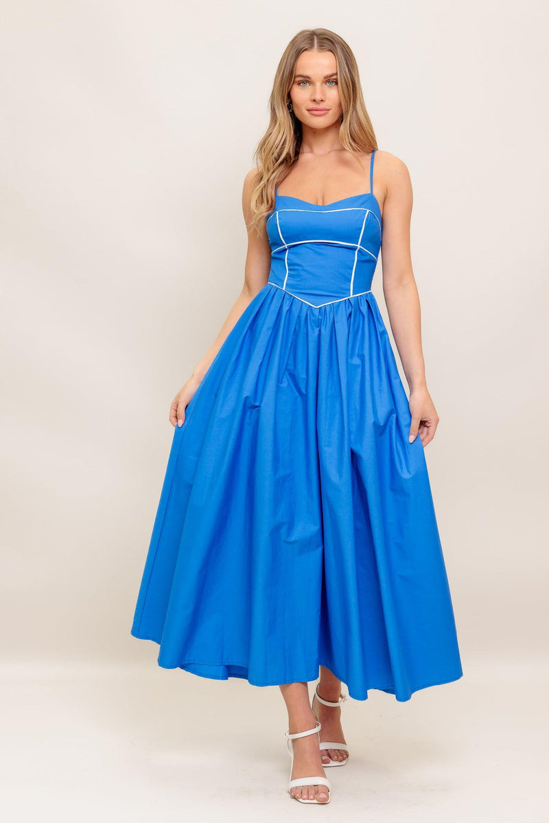 Sweetheart Midi Crepe Formal A-Line Dress Flying Tomato ID22803