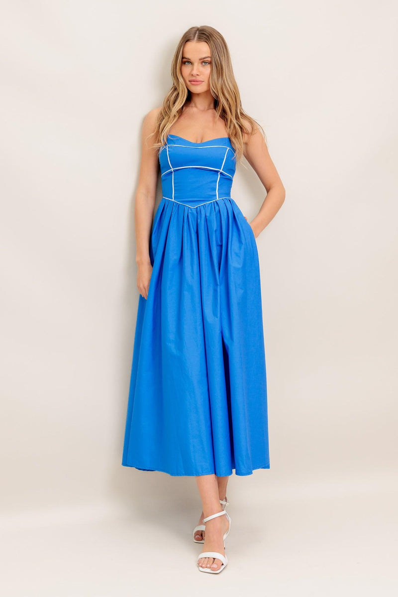 Sweetheart Midi Crepe Formal A-Line Dress Flying Tomato ID22803