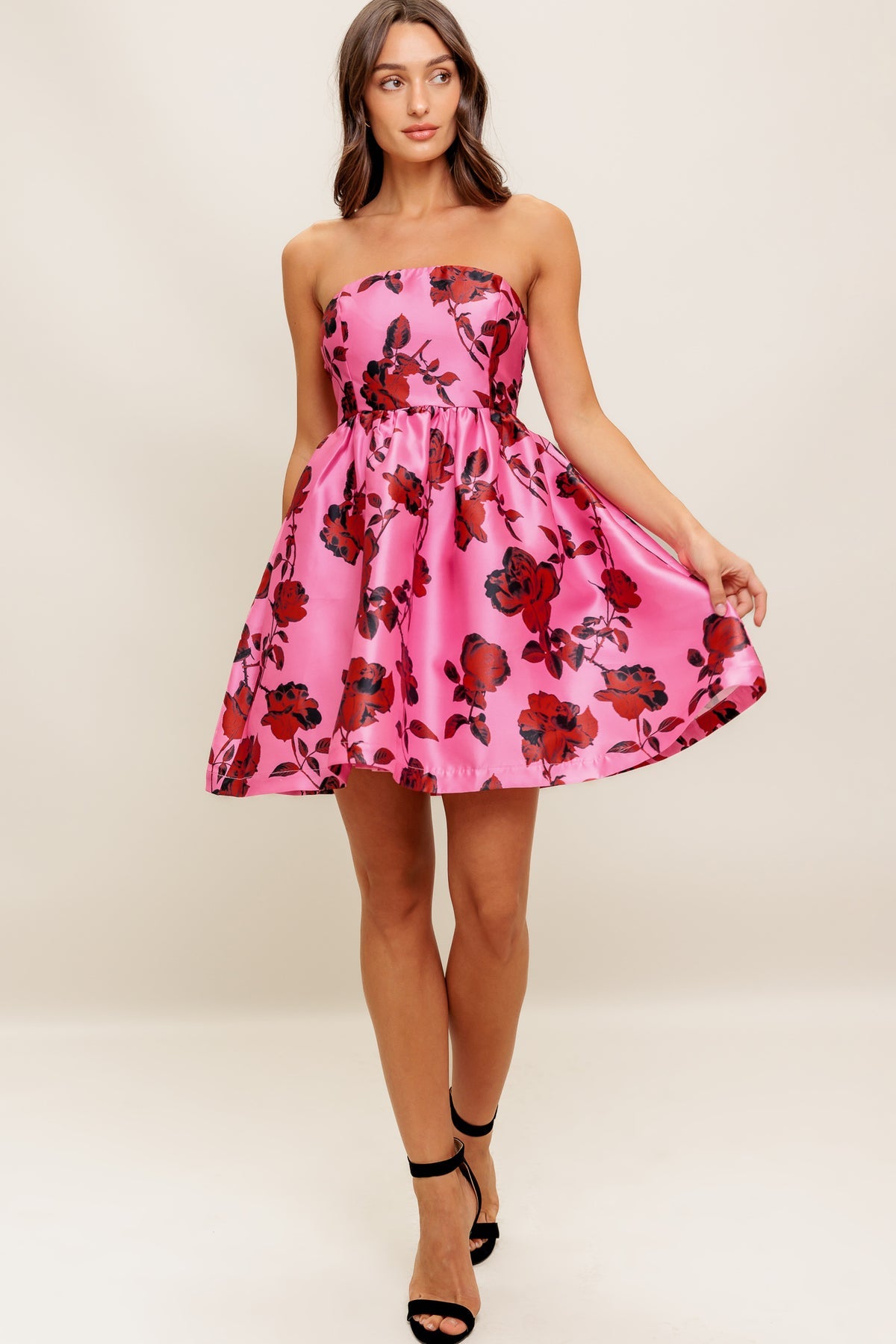 Cocktail Dresses A Line Short Floral Print Mini Cocktail Dress Flying Tomato ID22869 Pink Floral