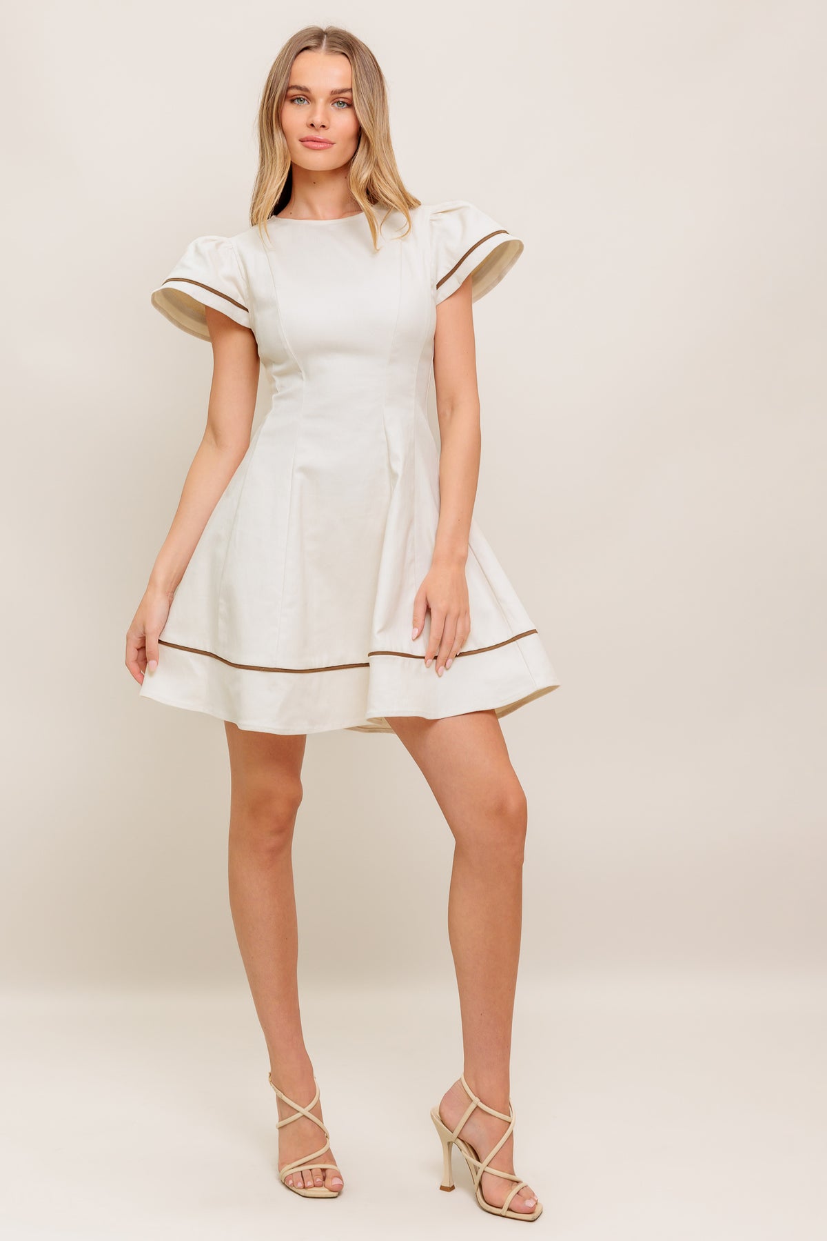 Cocktail Dresses Short A Line Mini Pleated Cocktail Dress Flying Tomato ID22907 Cream