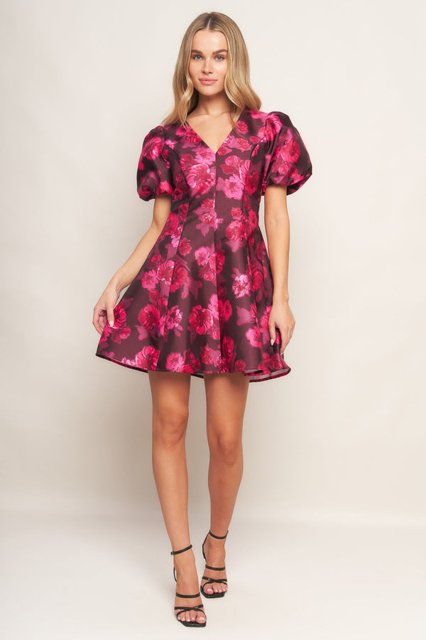 Short Floral Print Mini Cocktail Dress Flying Tomato ID22954