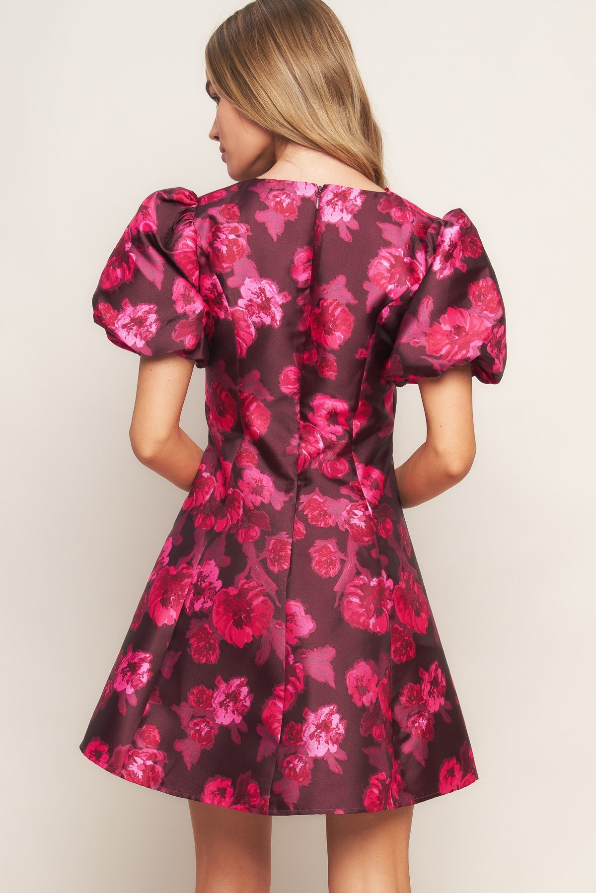Cocktail Dresses Short Floral Print Mini Cocktail Dress Flying Tomato ID22954 Burgundy