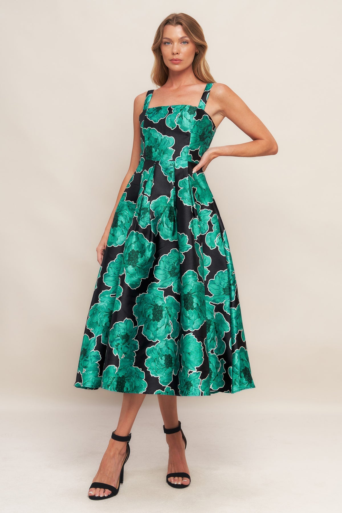 Cocktail Dresses Print Short A Line Tea Length Cocktail Dress Flying Tomato ID22970 Black Green