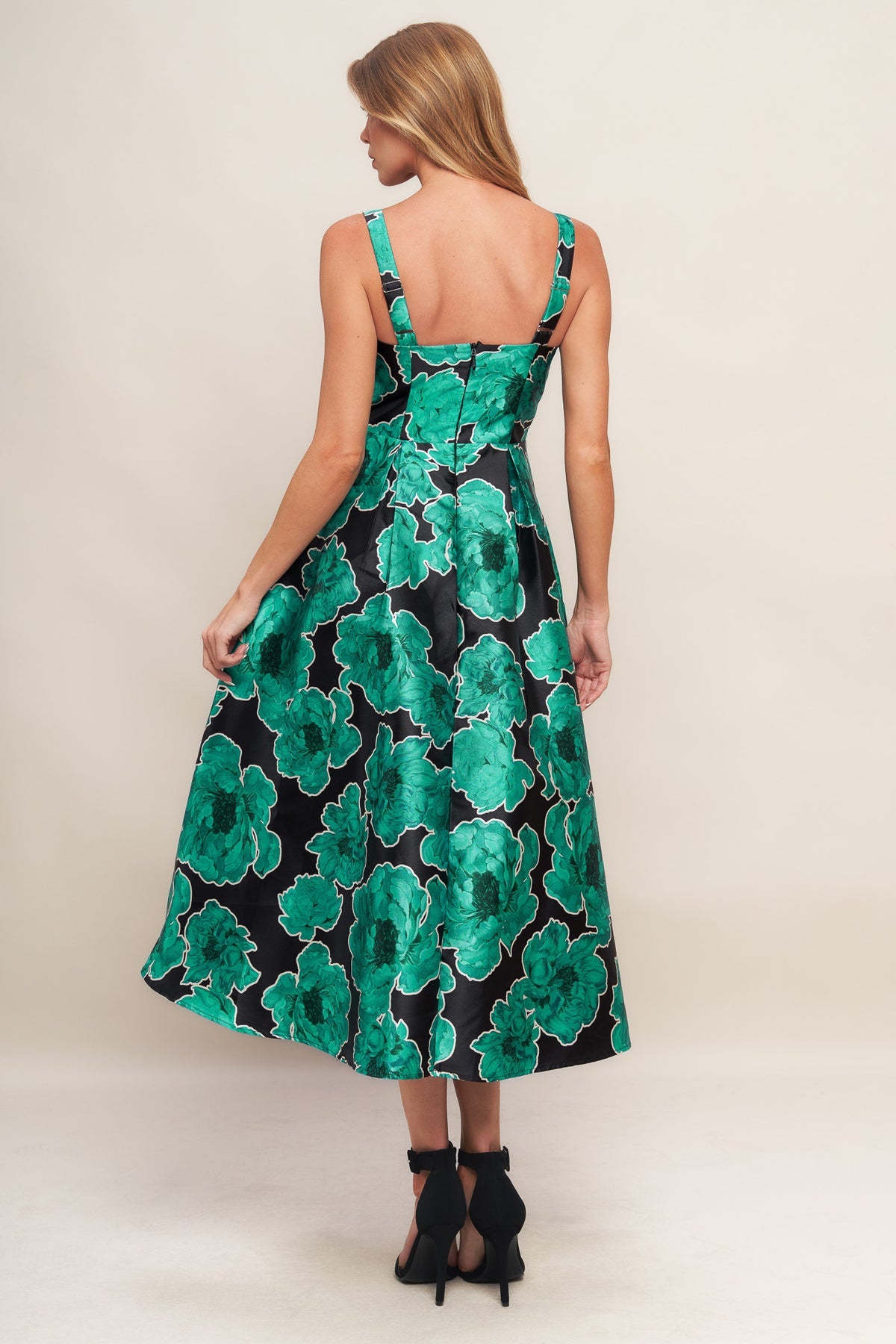 Cocktail Dresses Print Short A Line Tea Length Cocktail Dress Flying Tomato ID22970 Black Green
