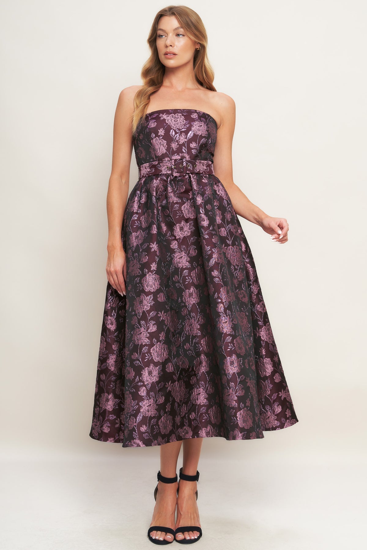 Cocktail Dresses Floral Print Short Cocktail Tea Length Dress Flying Tomato ID23009 Burgundy