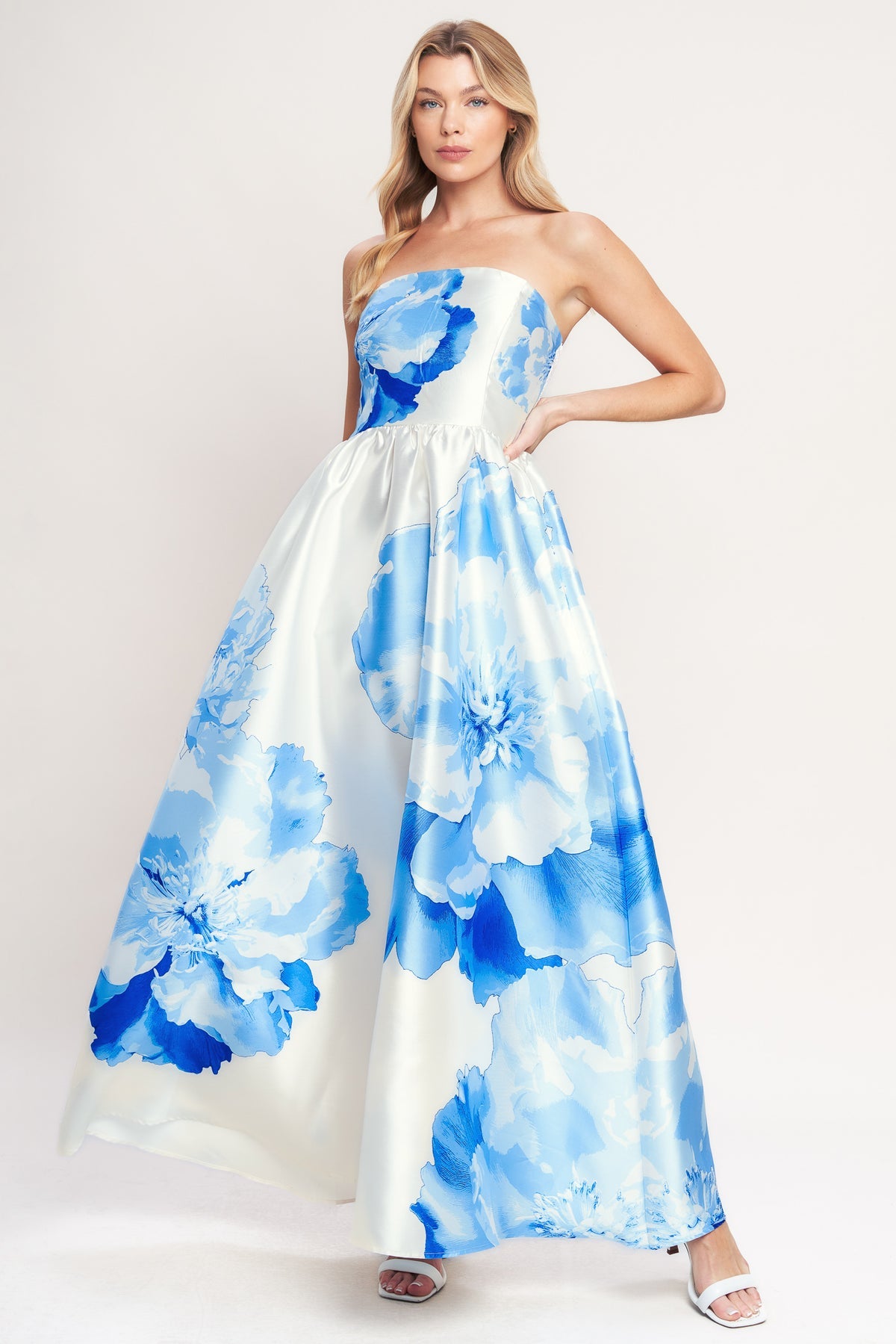 Prom Dresses Long Formal Print A Line Evening Dress Flying Tomato ID23041 Ivory Blue
