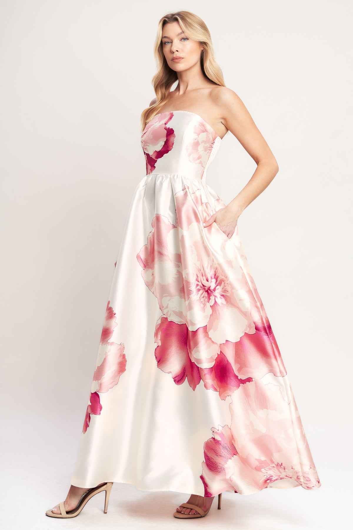 Long Formal Print A Line Evening Dress Flying Tomato ID23041