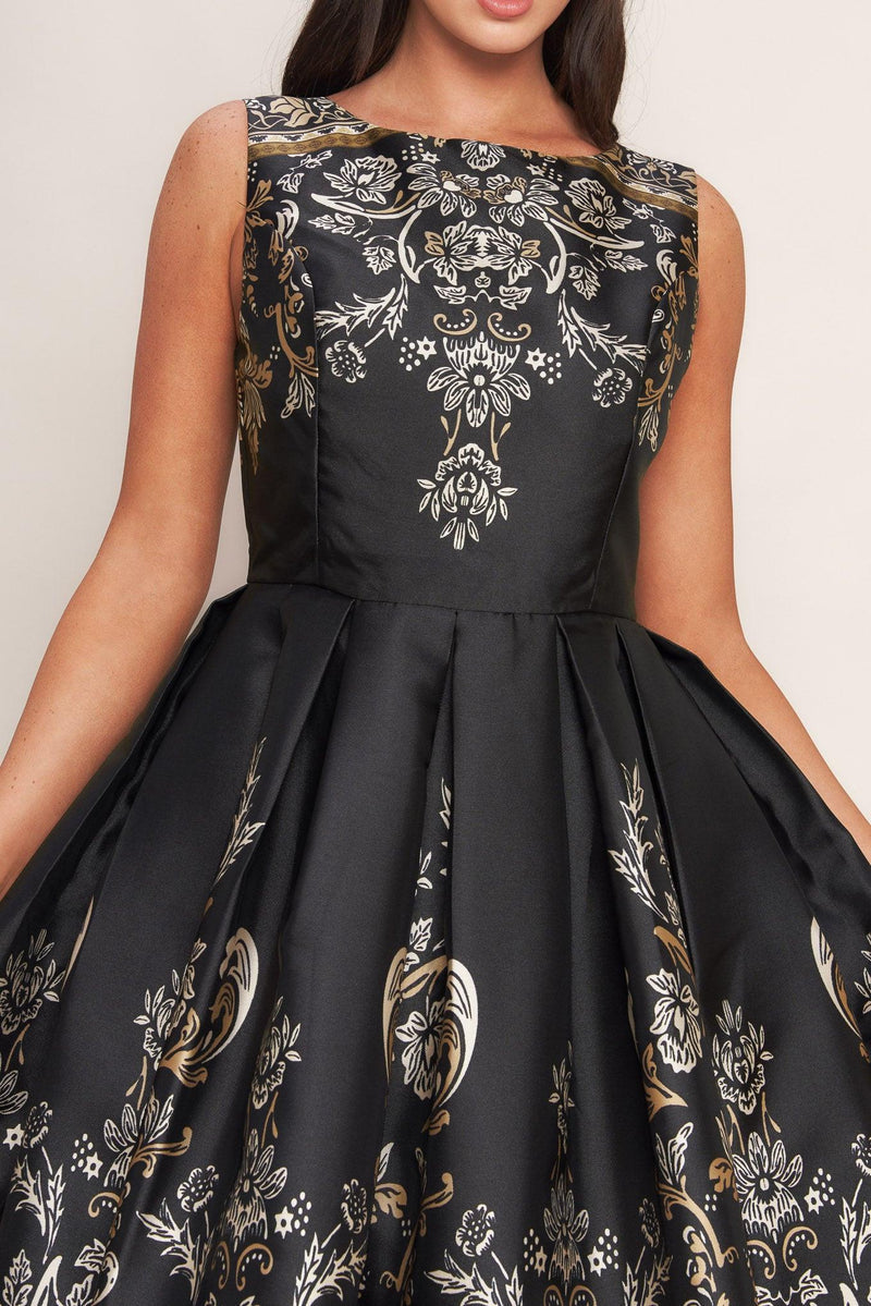 Bateau Tea-Length Mikado Formal Fit & Flare Dress Flying Tomato ID23090
