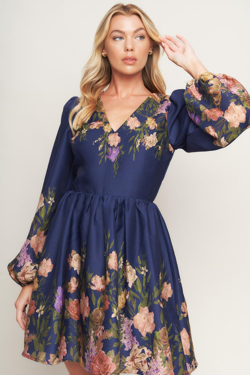 V-Neck Mini Satin Cocktail Fit & Flare Flying Tomato ID23107