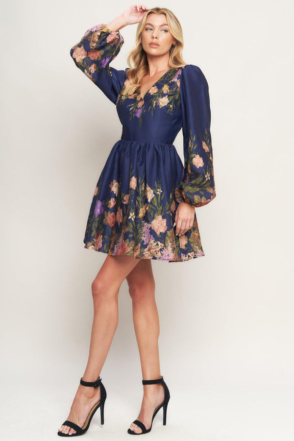 V-Neck Mini Satin Cocktail Fit & Flare Flying Tomato ID23107
