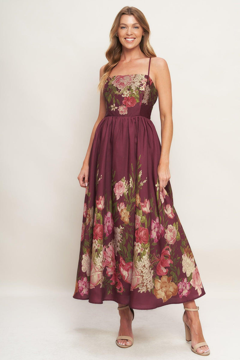 Square Midi Chiffon Wedding Guest A-Line Dress Flying Tomato ID23110
