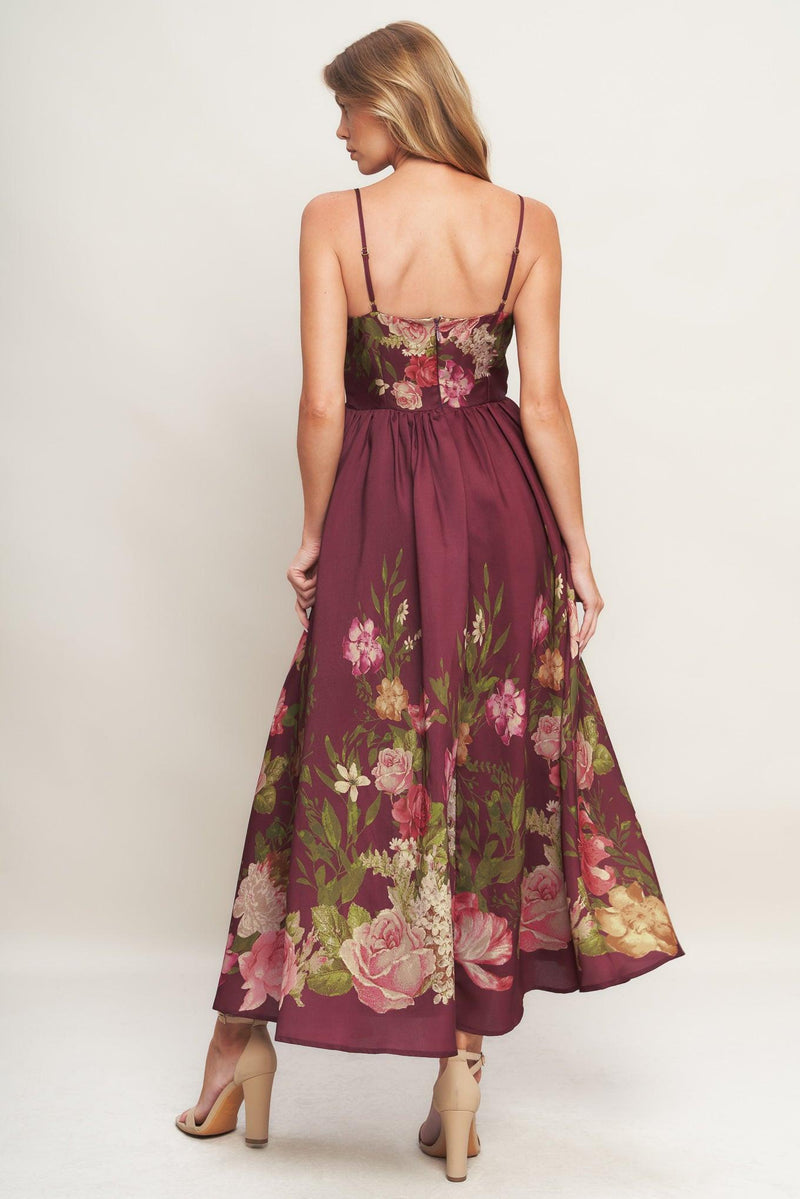 Square Midi Chiffon Wedding Guest A-Line Dress Flying Tomato ID23110
