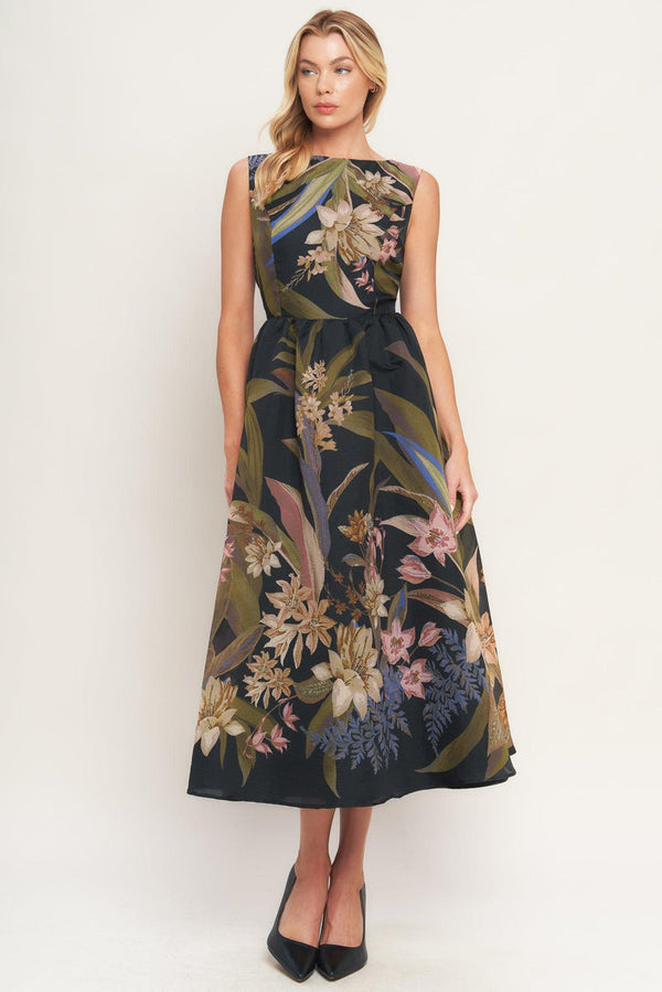 Bateau Midi Organza Formal A-Line Dress Flying Tomato ID23111
