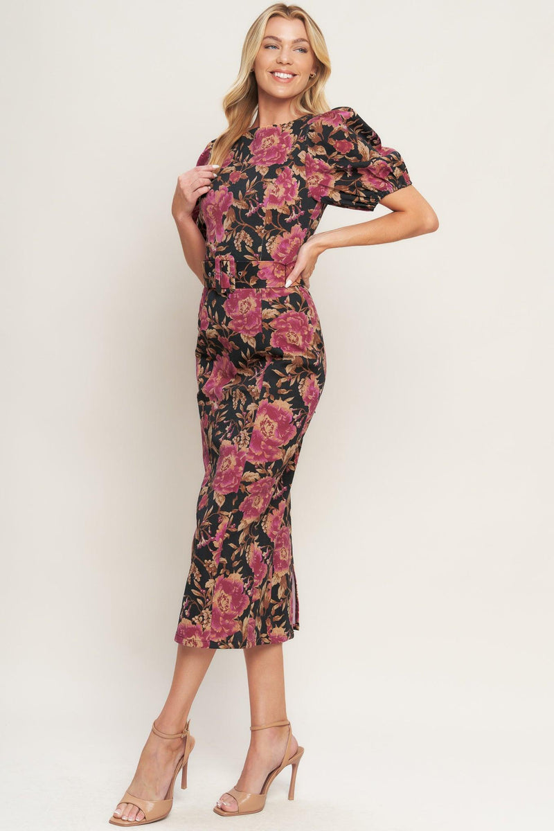 Bateau Midi Crepe Formal Sheath/Column Dress Flying Tomato ID23128