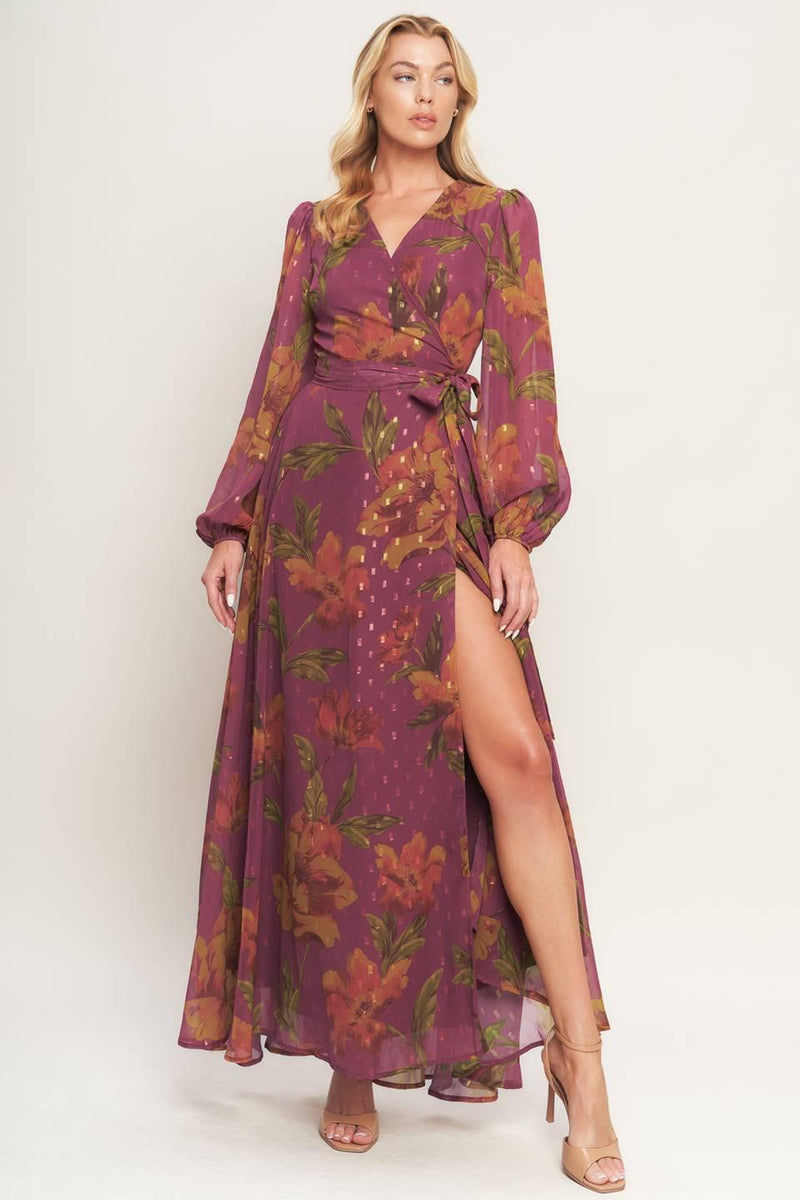 V-Neck Floor-Length Chiffon Formal A-Line Dress Flying Tomato ID23147