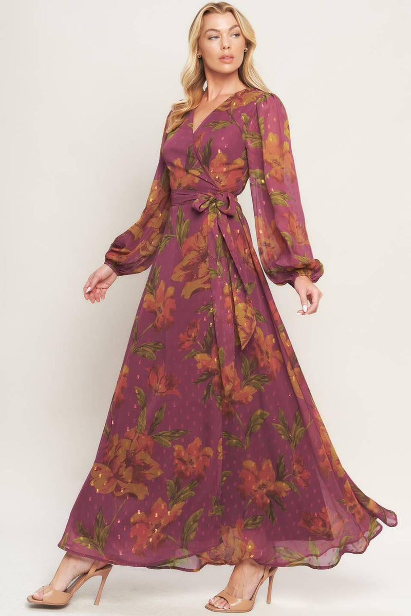 V-Neck Floor-Length Chiffon Formal A-Line Dress Flying Tomato ID23147
