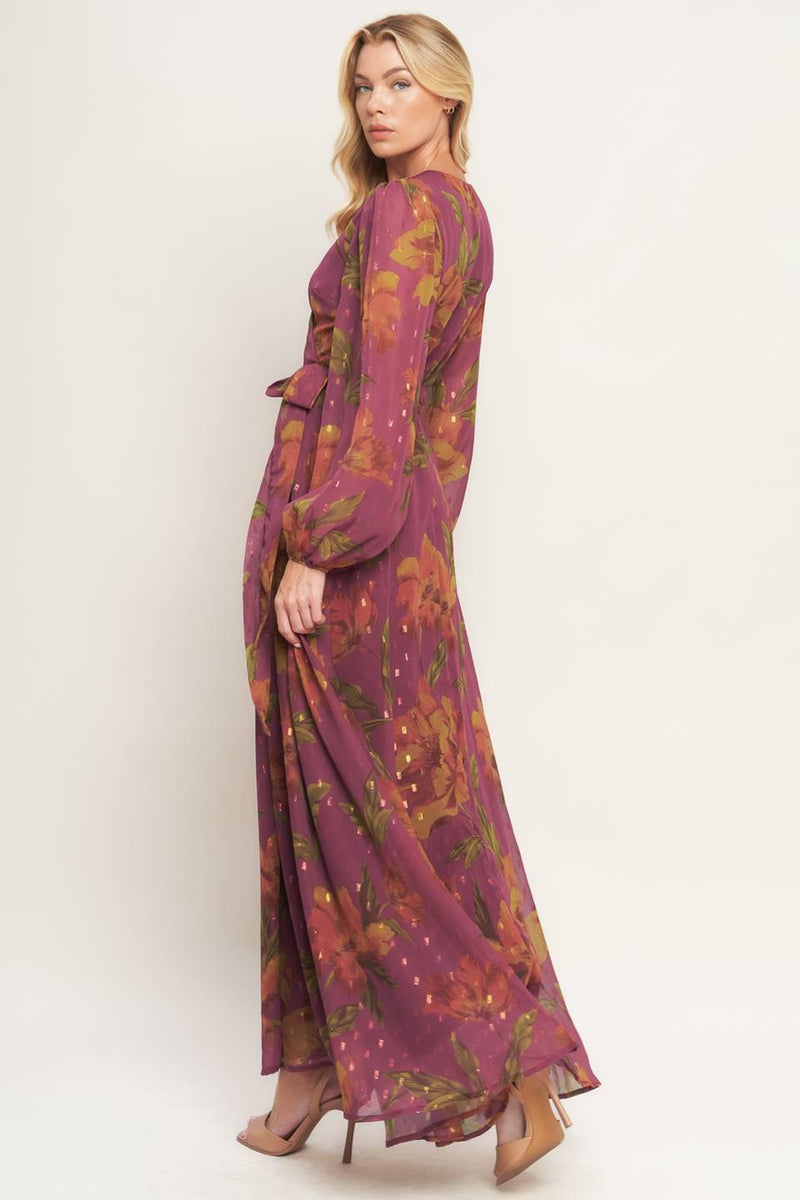 V-Neck Floor-Length Chiffon Formal A-Line Dress Flying Tomato ID23147