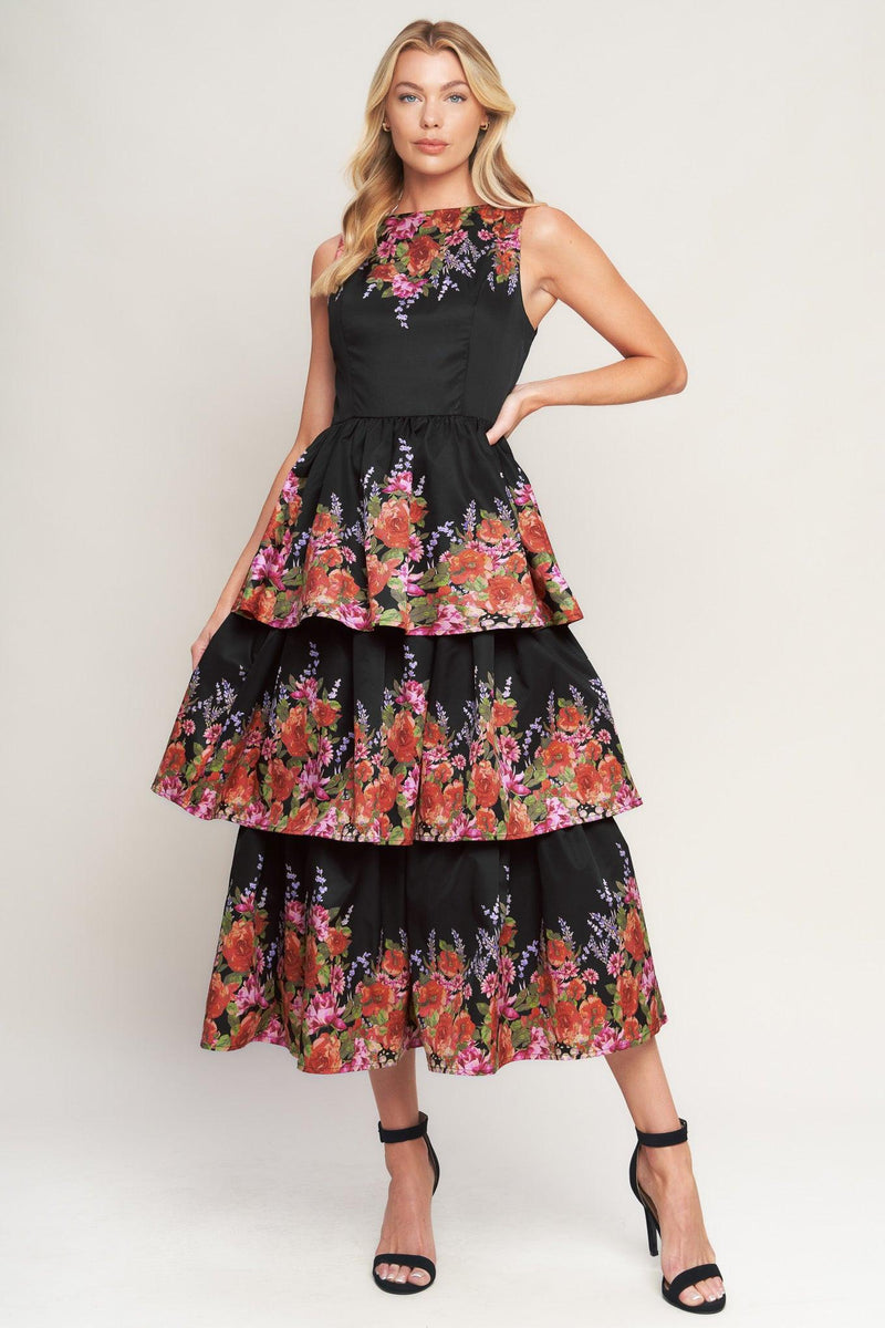 Floral Tiered Midi Dress
