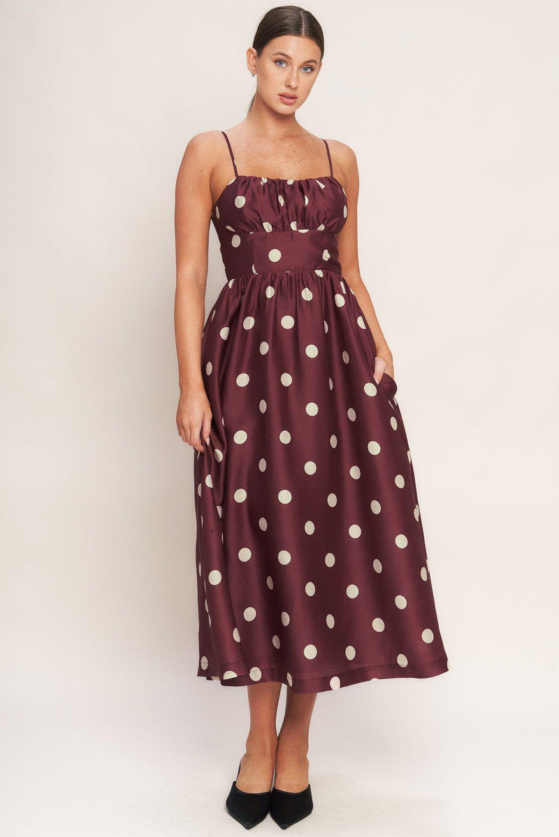 Square Midi Satin Wedding Guest A-Line Dress Flying Tomato ID23189