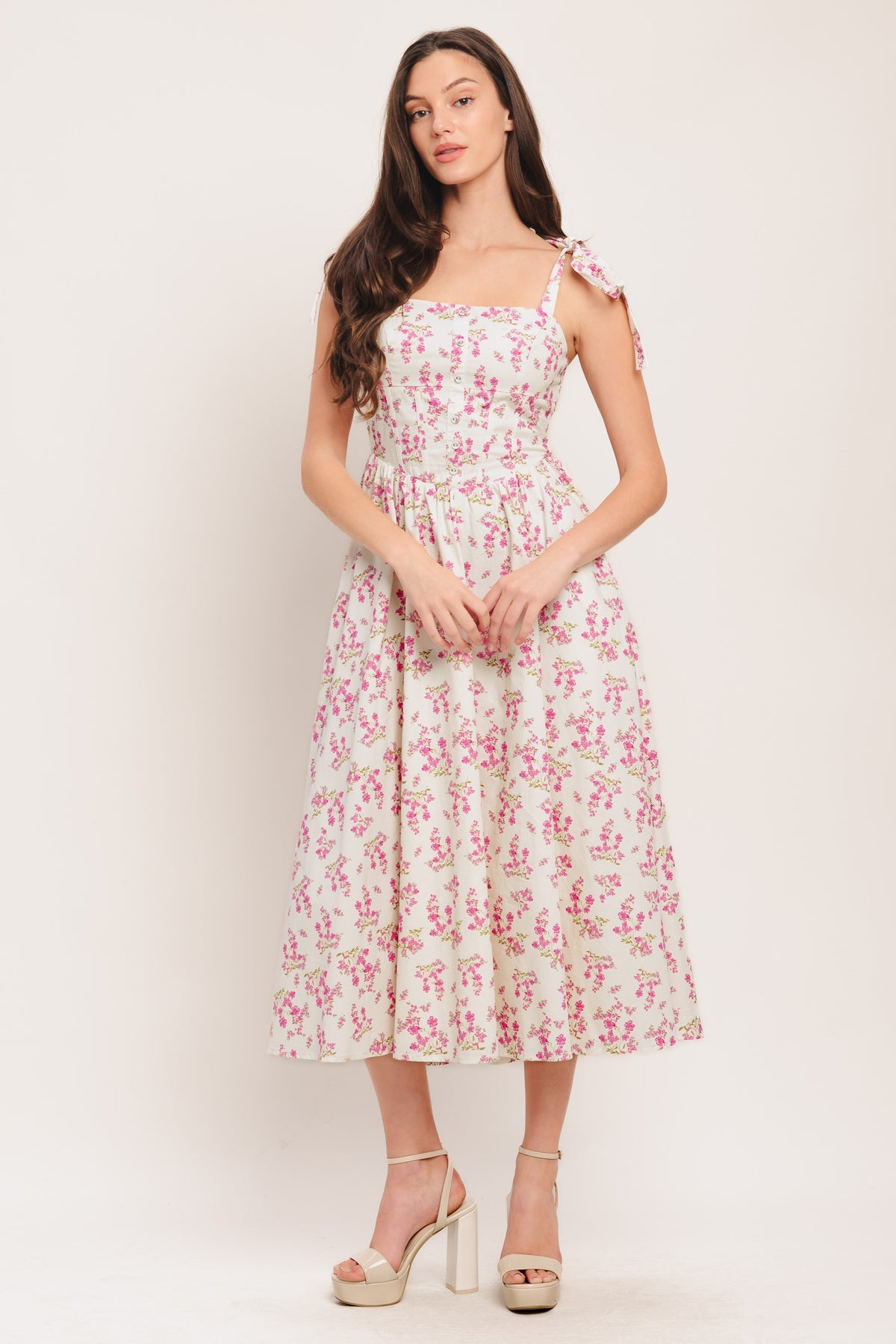 Cocktail Dresses Short A Line Print Midi Cocktail Dress Flying Tomato ID23214 Ivory Pink