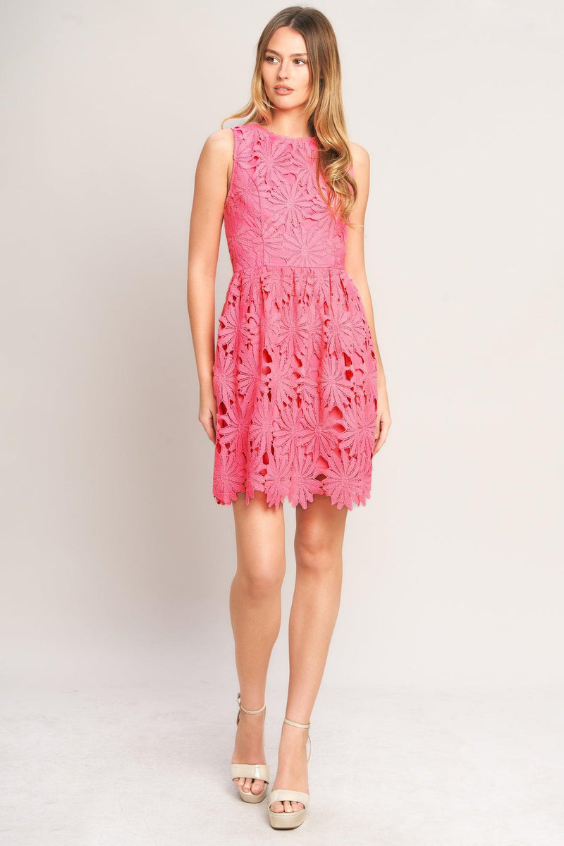 Bateau Knee-Length Lace Cocktail Fit & Flare Dress Flying Tomato ID23218