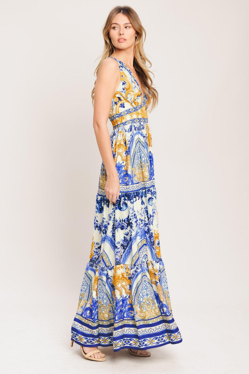 V-Neck Floor-Length Chiffon Formal A-Line Dress Flying Tomato ID23223