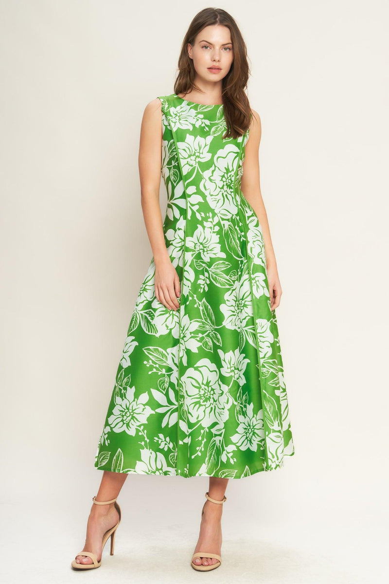 Bateau Midi Mikado Wedding Guest A-Line Dress Flying Tomato ID23263