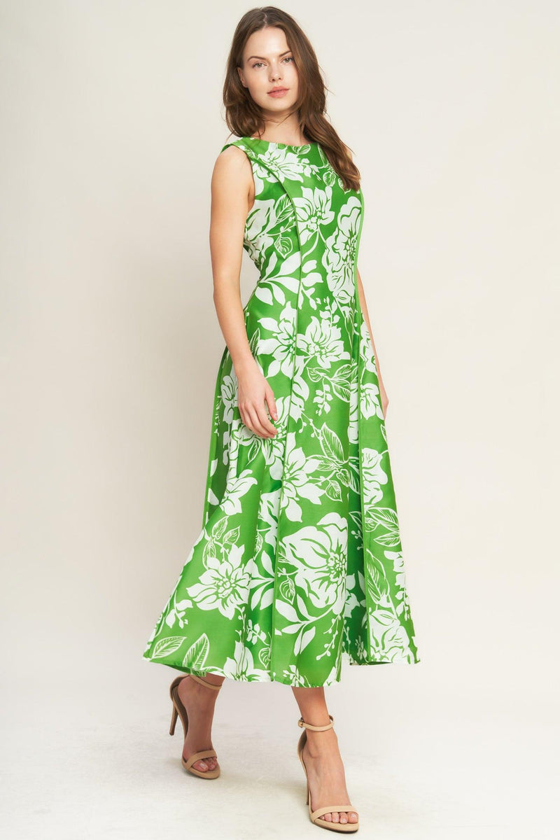 Bateau Midi Mikado Wedding Guest A-Line Dress Flying Tomato ID23263