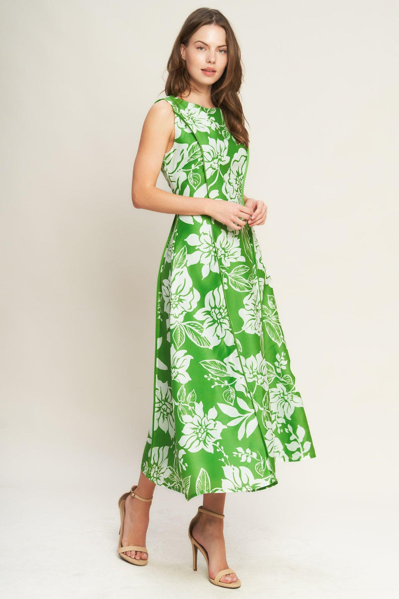 Bateau Midi Mikado Wedding Guest A-Line Dress Flying Tomato ID23263