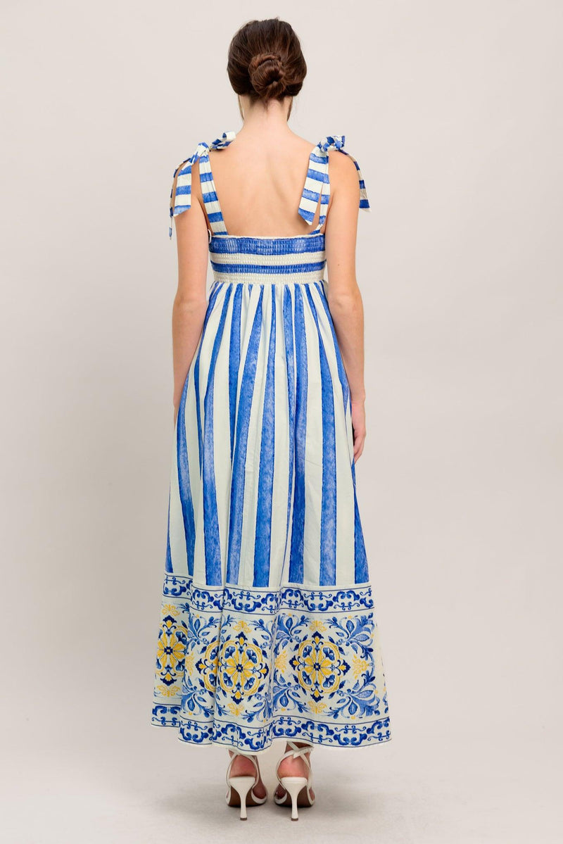 Square Midi Print Garden Party A-Line Dress Flying Tomato ID23265