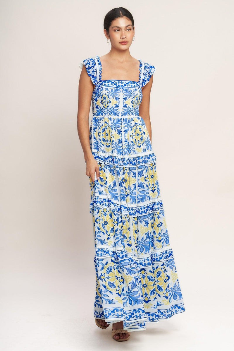 Square Neck Floor-Length Chiffon Wedding Guest A-Line Dress Flying Tomato ID23267
