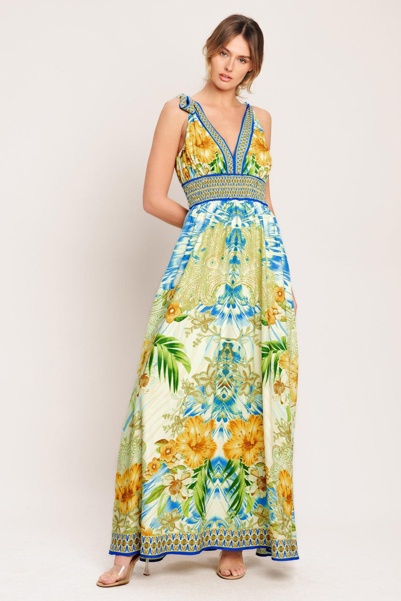 V-Neck Floor-Length Satin Formal A-Line Dress Flying Tomato ID23270