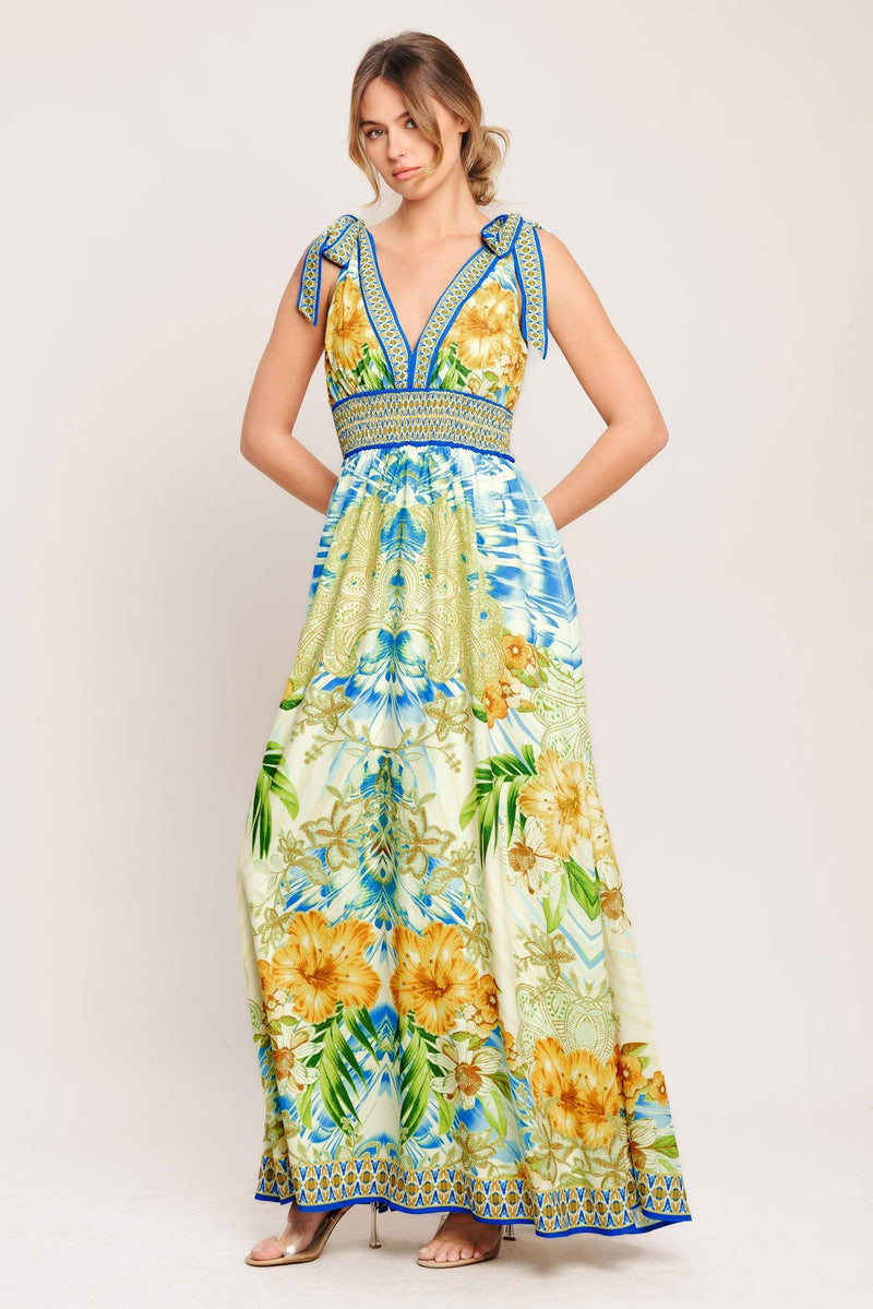 V-Neck Floor-Length Satin Formal A-Line Dress Flying Tomato ID23270