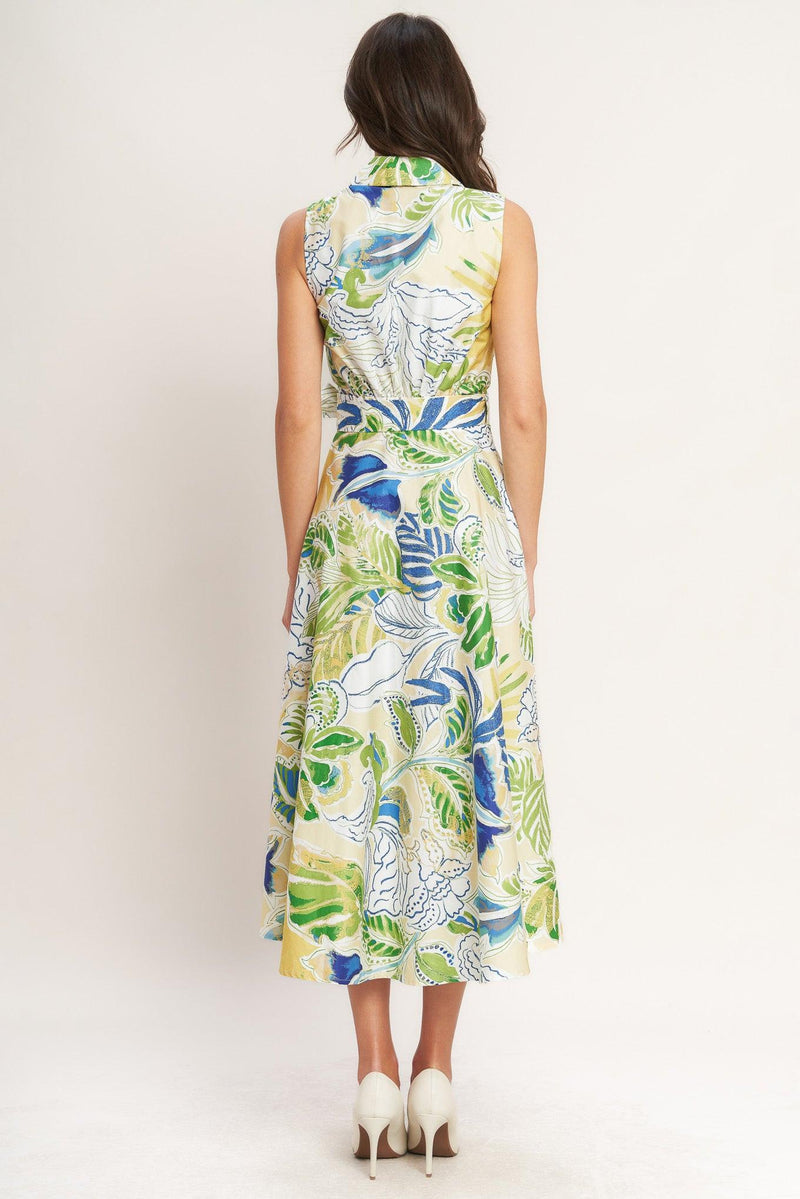 V-Neck Midi Crepe Garden Party A-Line Dress Flying Tomato ID23278