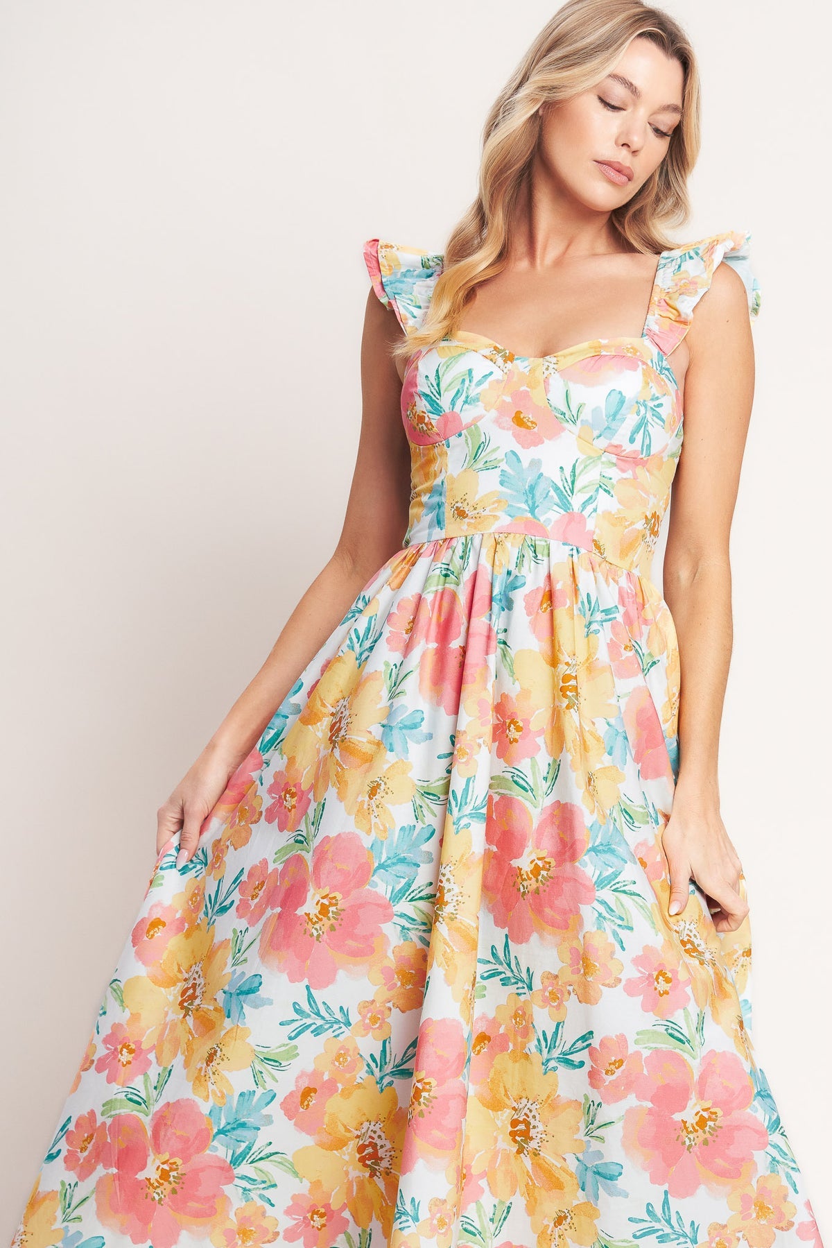 Cocktail Dresses Short Floral Print Tea Length Cocktail Dress Flying Tomato ID23330 Multi Floral