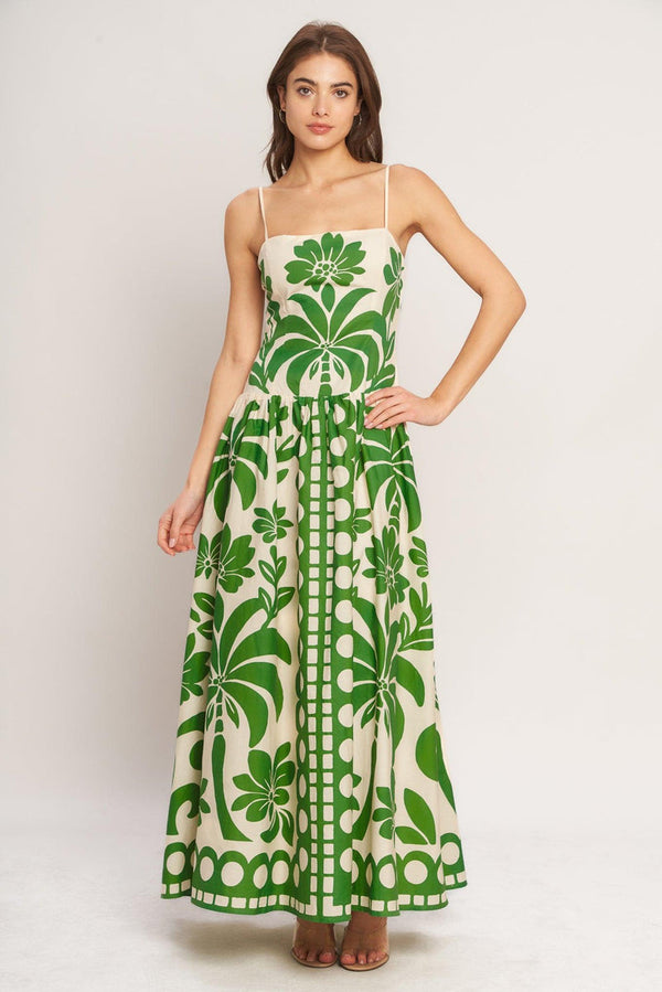Square Neck Floor-Length Crepe Garden Party A-Line Dress Flying Tomato ID23336