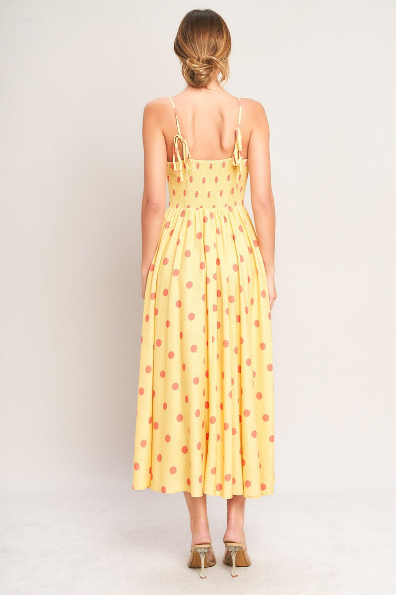 Square Neck Midi Crepe Garden Party A-Line Dress Flying Tomato ID23359