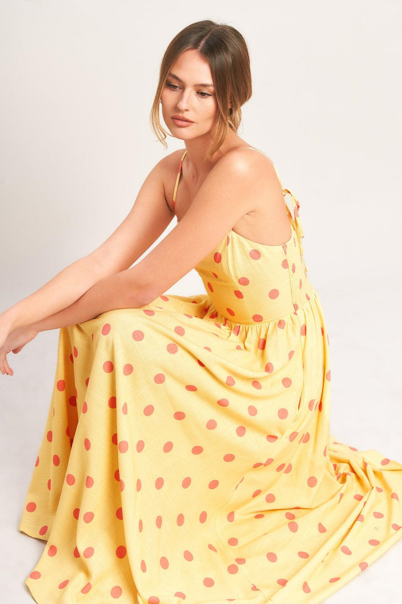 Square Neck Midi Crepe Garden Party A-Line Dress Flying Tomato ID23359