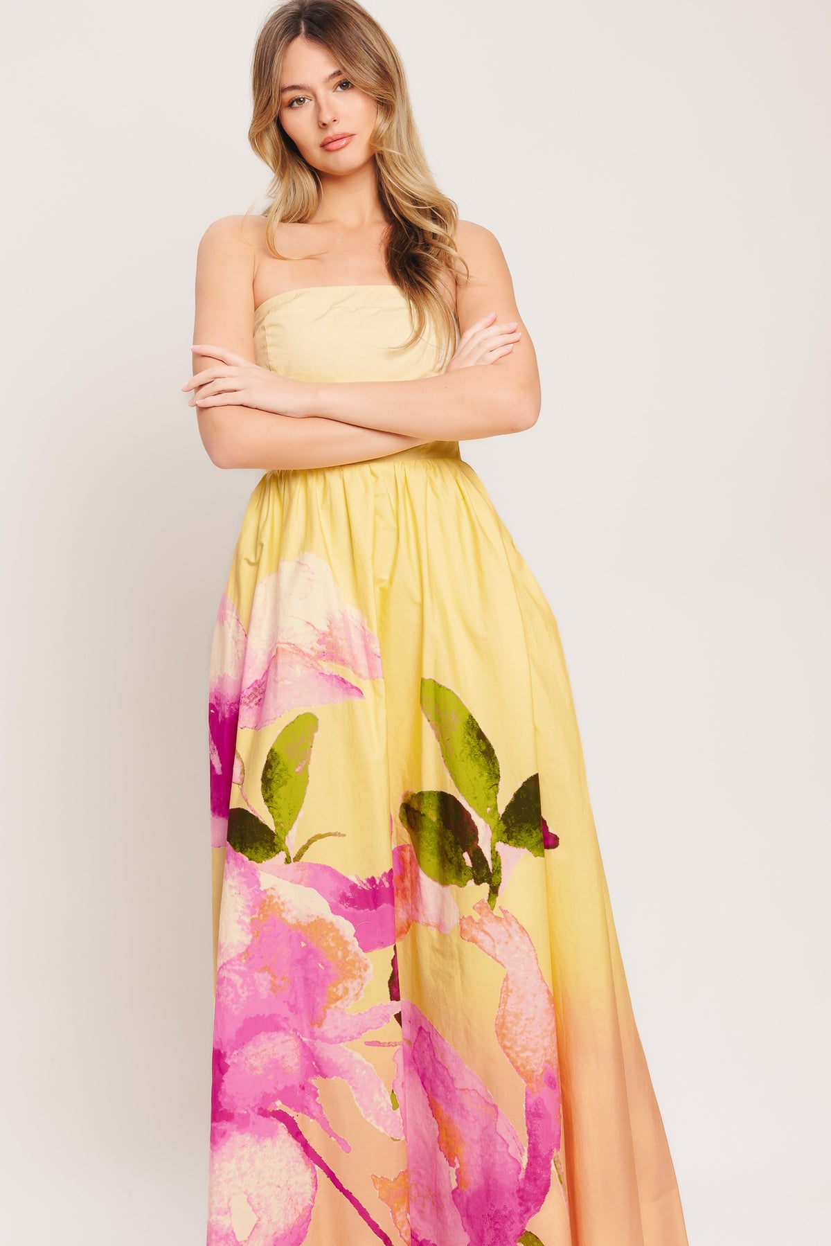 Formal Dresses Formal Long Print A Line Evening Dress Flying Tomato ID23366 Light Yellow