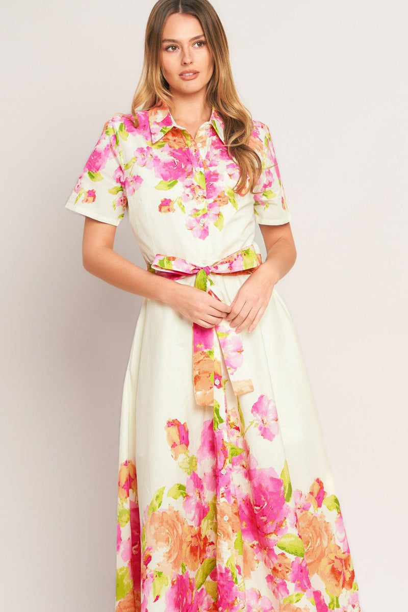 Jewel Neck Midi Crepe Wedding Guest A-Line Dress Flying Tomato ID23371