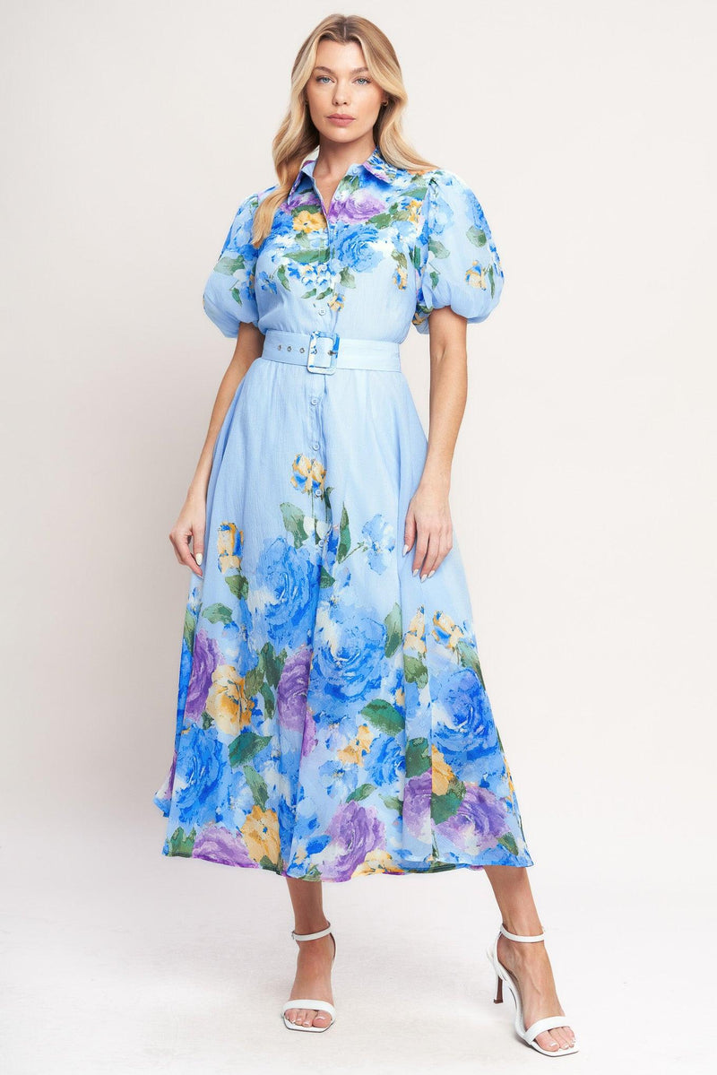 Jewel Midi Chiffon Wedding Guest A-Line Dress Flying Tomato ID23372