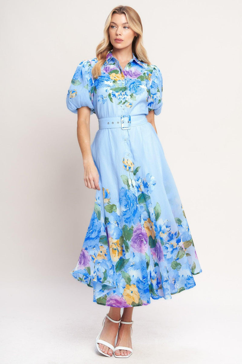 Jewel Midi Chiffon Wedding Guest A-Line Dress Flying Tomato ID23372