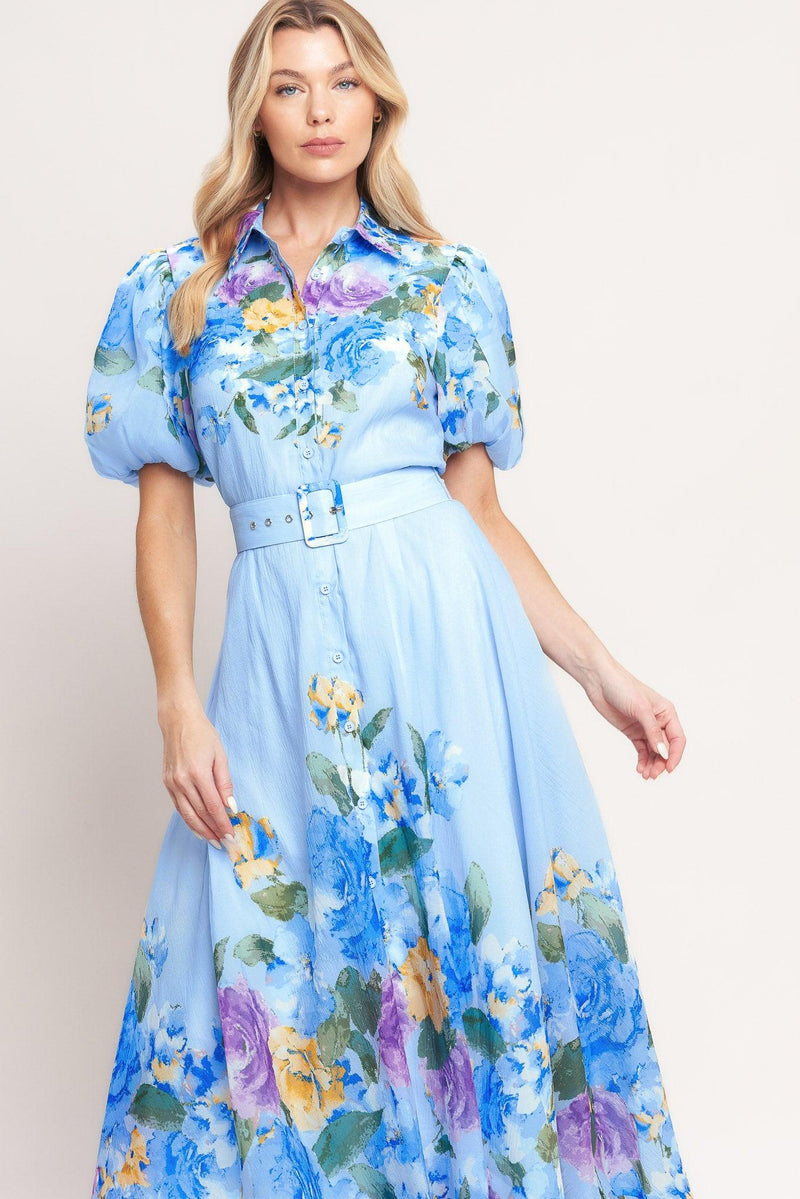 Jewel Midi Chiffon Wedding Guest A-Line Dress Flying Tomato ID23372
